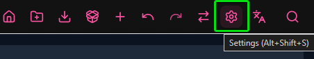 Settings button in Sublandia editor